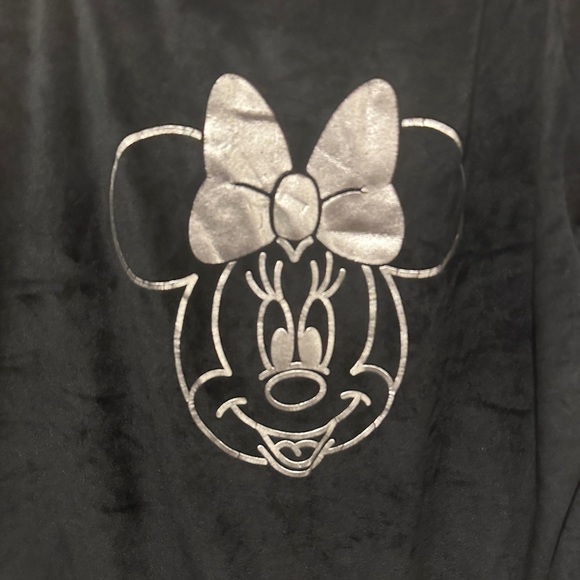 Disney Black Silver Mickey Mouse Velour Crewneck Sweater Size Large Women’s - Picture 2 of 7